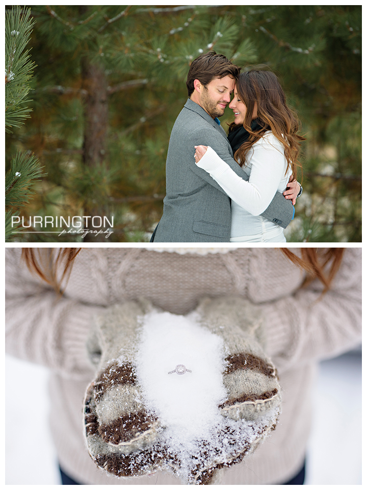 Engagement ring ideas with snow and mittens Northern MN Minnesota wedding and engagement Bemidji Photographer  www.PurringtonPhotography.com