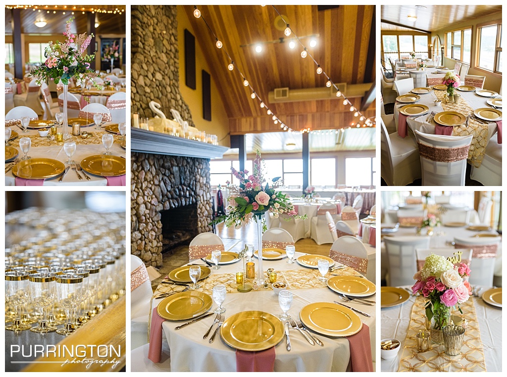 gold and pink wedding reception
